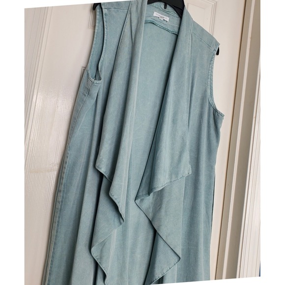 Celebrity Pink Women's M Light Blue Tencel Sleeveless Duster Vest - Picture 3 of 8